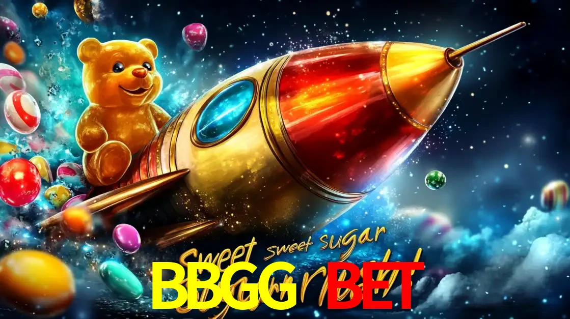 Arte promocional do jogo de slot Sugar Rush, com um urso de pelúcia em um foguete viajando pelo espaço de doces, um dos jogos divertidos disponíveis no cassino BBGG BET.